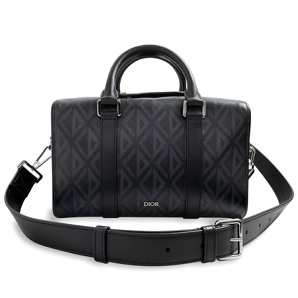 Dior Lango Shoulder Handbag Crossbody Bag CD Diamond Canvas Leather Black